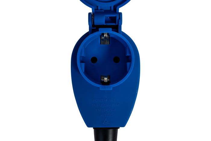 MANTES 2P+E haakse CEE-stekker met extra stopcontact 16A 230V