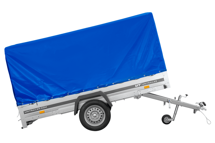 Eenassige aanhangwagen 264x150 UNITRAILER GARDEN 265 KIPP met H-1100 frame en blauwe huif