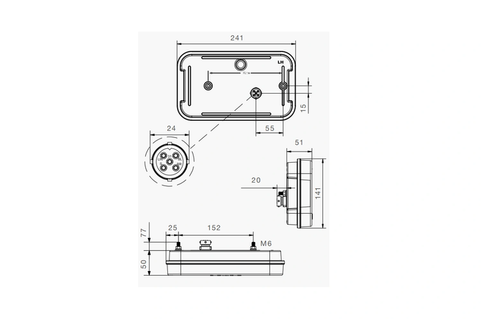 ASPÖCK MULTILED IV LED-achterlicht bajonet 5-pins, 5 functies links