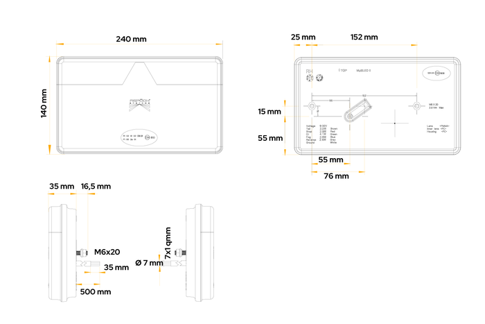 ASPÖCK Multiled II LED achterlicht, 5 functies, links