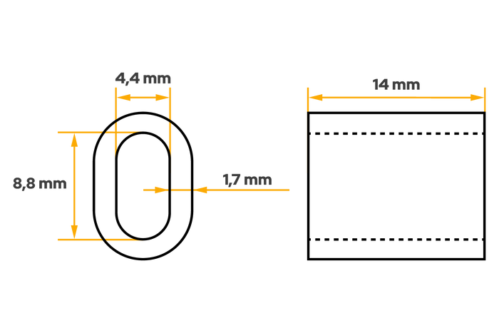 Aluminium connector voor touwen DROMET ZLA.4 bus voor 4mm touwen