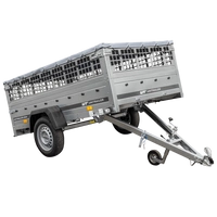 Lichte aanhangwagen op veren 230x125 UNITRAILER GARDEN 230/R KIPP met gaaswanden, H-0 frame en grijze afdekking