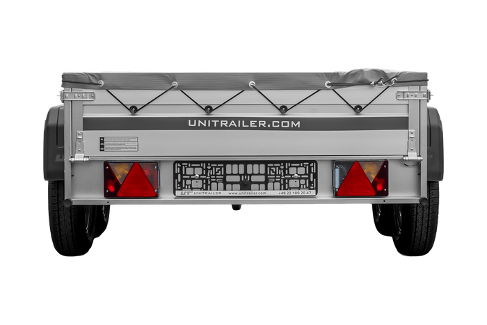 Tweeassige aanhanger met aluminium zijwanden 264x125 Unitrailer Garden 264/2 KIPP ALU met H-0 frame en grijze afdekking