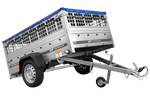 Autoaanhangwagen op veren 200x125 UNITRAILER GARDEN 201/R KIPP met gaaswanden, H-0 frame en blauwe afdekking