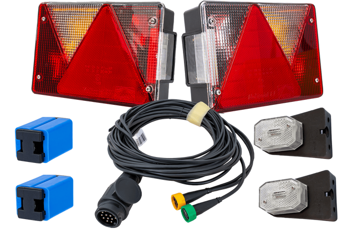 Verlichtingsset: ASPÖCK MULTIPOINT IV achterlichten + ASPÖCK FLEXIPOINT I zijmarkeringslichten + MANTES 5,2m 13PIN kabelboom