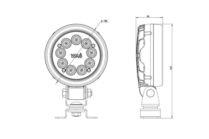 LED-werklamp reflector WAŚ W163 2000 1216 36xLED 2000lm