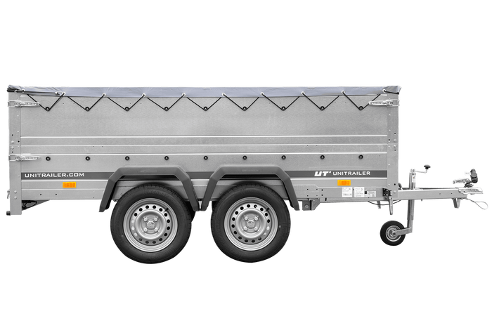 Twee-assige aanhanger 264x125 UNITRAILER GARDEN 264/2 KIPP met BIS zijwanden, H-0 frame en grijze kap