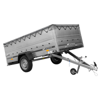 Enkelassige aanhangwagen op veren 264x125 UNITRAILER GARDEN 264/R KIPP met BIS zijwanden, H-0 frame en grijs zeil