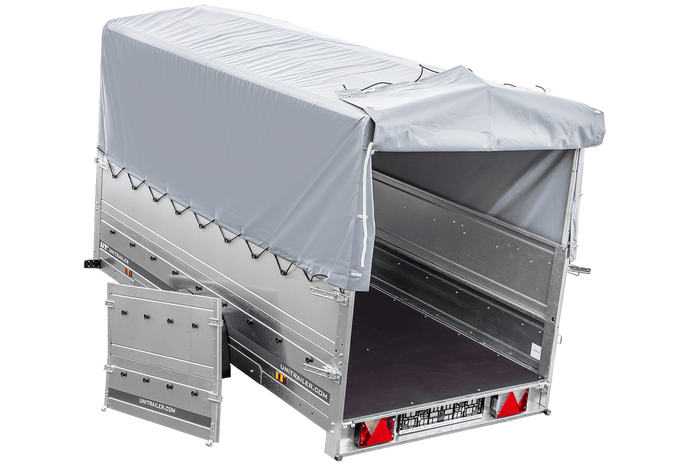 Lichte aanhangwagen 264x125 UNITRAILER GARDEN 264 KIPP met BIS zijwanden, H-800 frame en grijze kap