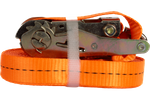 Set van vier UNITRAILER 12m/25mm/1t oranje transportbanden met spaninrichting