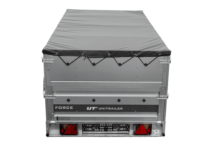 Lichte aanhanger 264x125 UNITRAILER FORCE 264 KIPP met BIS-zijwanden, H-0 frame en grijze afdekking