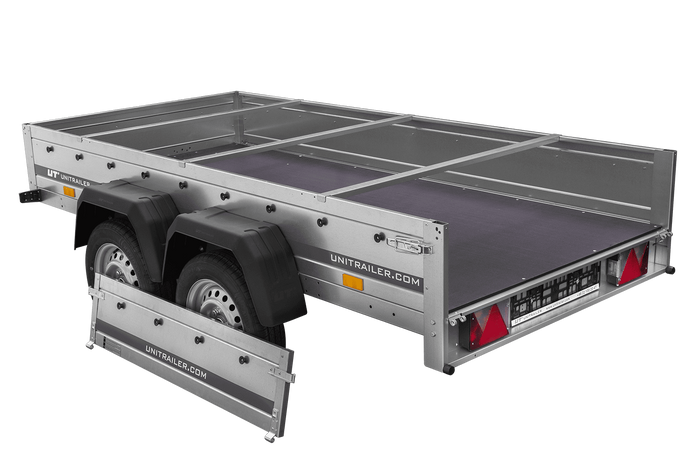 Twee-assige aanhanger 264x125 UNITRAILER GARDEN 264/2 KIPP met H-0 frame en blauw dekzeil