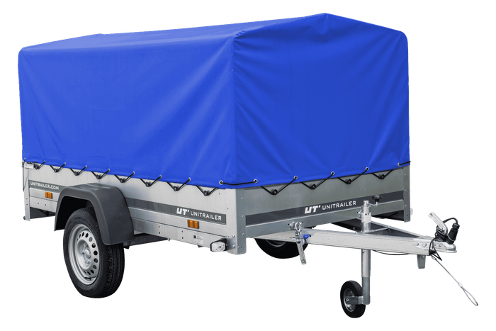 Lichte aanhanger 230x125 UNITRAILER GARDEN 230 KIPP met H-800 frame en blauwe hoes