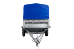 Enkelassige aanhanger op veren 264x125 UNITRAILER FORCE 264/R KIPP met H-800 frame en blauwe afdekking