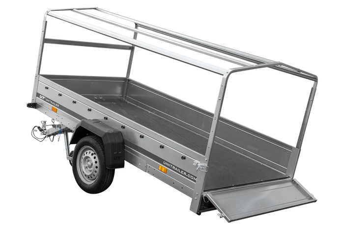 Autoaanhanger 264x125 UNITRAILER GARDEN 264 KIPP met H-800 frame en grijze kap