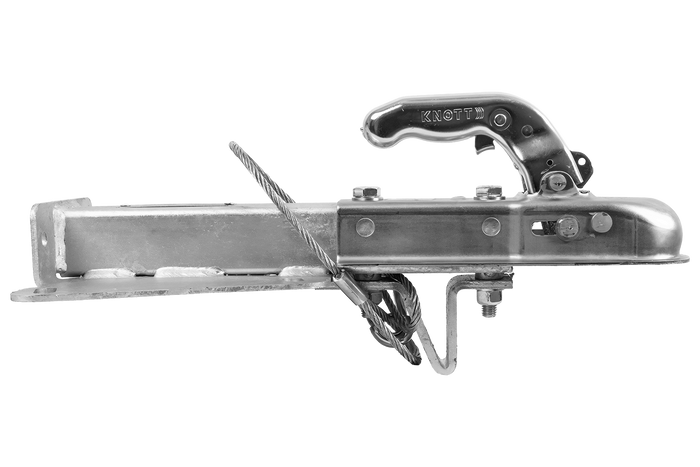 KNOTT K7.5-H+KZE7.5 kogelkoppeling met steun en kabel voor een aanhanger van 750 kg met V-vormige dissel.