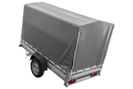 Autoaanhanger met aluminium zijwanden 230x125 Unitrailer Garden 230 KIPP ALU met H1100 frame en grijze afdekking