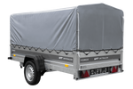Enkelassige aanhanger op veren 264x125 UNITRAILER FORCE 264/R KIPP met H-800 frame en grijze afdekking