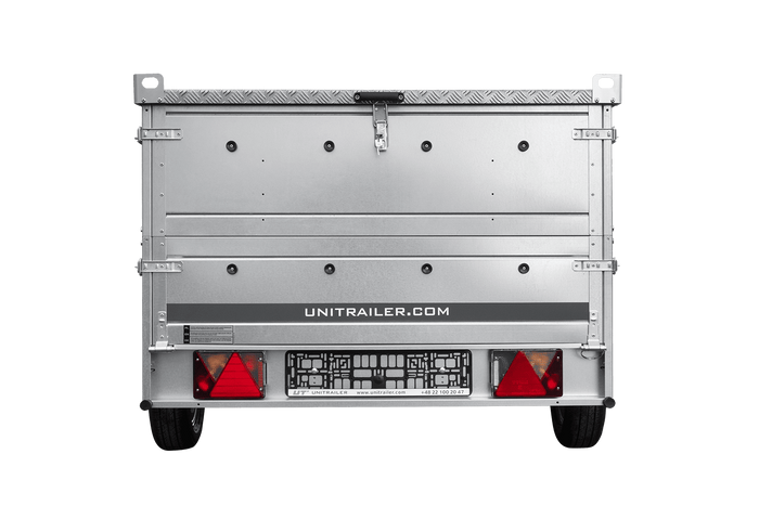 Enkelassige aanhangwagen op veren 264x125 UNITRAILER GARDEN 264/R KIPP met BIS zijwanden en aluminium afdekplaat
