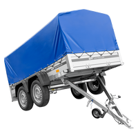 Tweeassige aanhanger met aluminium zijwanden 264x125 Unitrailer Garden 264/2 KIPP ALU met H-800 frame en blauwe afdekking