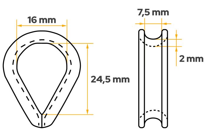 DROMET KU.6 touwkous, stalen schelp, 6mm