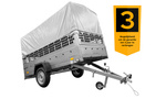 Autoaanhanger 264x125 UNITRAILER GARDEN 264 KIPP met gaaswanden, H-800 frame en grijze kap