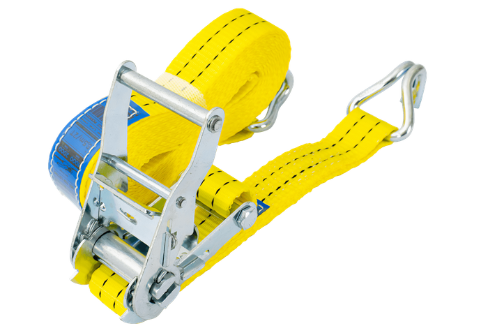 Set van vier UNITRAILER 6m/35mm/2t gele transportbanden met spaninrichting