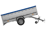 Enkelassige aanhanger met aluminium zijwanden 264x150 Unitrailer Garden 265 KIPP ALU met BIS-zijwanden, H-0 frame en blauwe afdekking