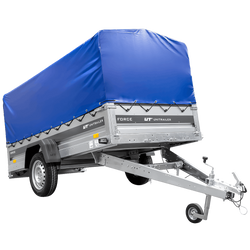 Autotrailer 264x125 UNITRAILER FORCE 264 KIPP met H-800 frame en blauwe hoes