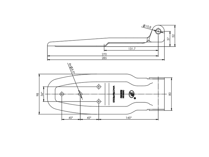 Zijscharnier voor montage STEELPRESS HB-01.270-02 aanhangerzijmontage