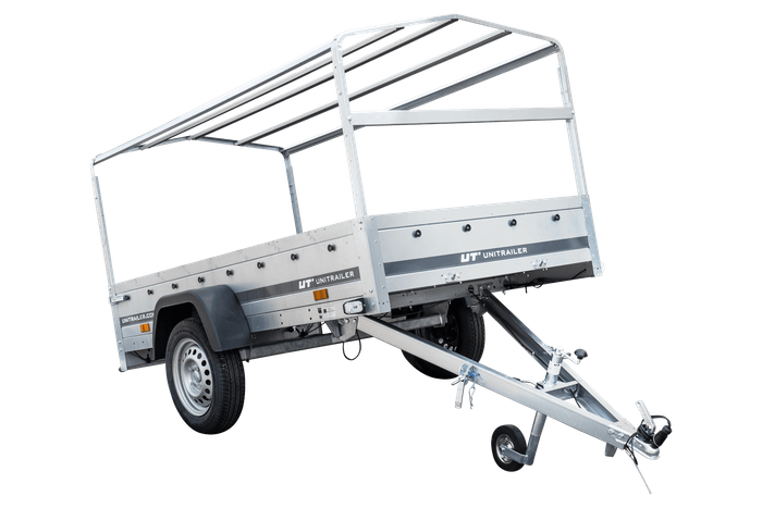Lichte aanhanger 230x125 UNITRAILER GARDEN 230 KIPP met H-800 frame en blauwe hoes