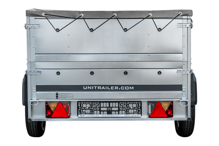 Autoaanhanger 230x125 UNITRAILER GARDEN 230 KIPP met BIS-zijwanden en grijze afdekking