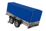 Twee-assige aanhanger 264x125 UNITRAILER GARDEN 264/2 KIPP met H-800 frame en blauwe afdekking