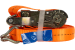 Set van vier UNITRAILER 12m/25mm/1t oranje transportbanden met spaninrichting