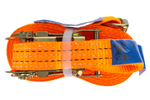 Set van vier UNITRAILER 10m/35mm/2t oranje transportbanden met spaninrichting
