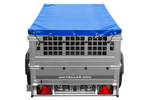Lichte aanhanger 200x106 UNITRAILER GARDEN 200 KIPP met gaaswanden, H-0 frame en blauwe hoes