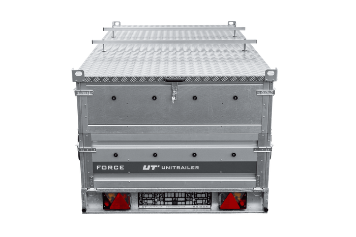 Enkelassige aanhanger op veren 264x125 UNITRAILER FORCE 264/R KIPP met BIS-zijwanden en aluminium afdekking