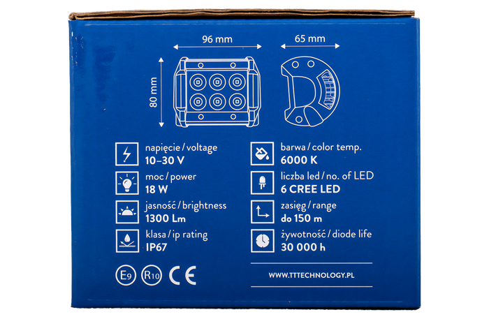 TT TECHNOLOGY LED werklamp reflector TT.28018F 6xLED 1300lm