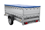 Lichte aanhanger 264x125 UNITRAILER FORCE 264 KIPP met BIS-zijwanden, H-0 frame en blauwe afdekking