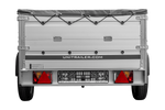 Enkelassige aanhanger met aluminium zijwanden 230x125 Unitrailer Garden 230 KIPP ALU met BIS-zijwanden, H-0 frame en grijze afdekking