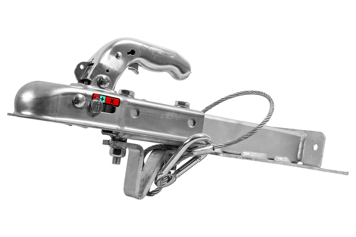 KNOTT K7.5-H+KZE7.5 kogelkoppeling met steun en kabel voor een aanhanger van 750 kg met V-vormige dissel.
