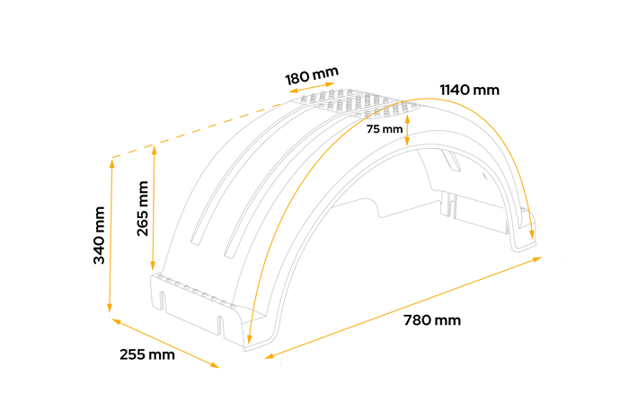 Spatbord voor boottrailer 14" DOMAR D20430C wielkast 780/255mm