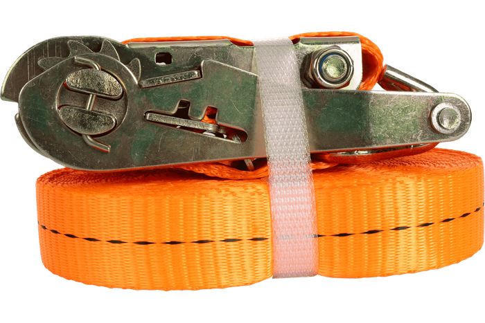 Set van vier UNITRAILER 10m/25mm/1t oranje transportbanden met spaninrichting