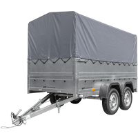 Twee-assige aanhanger 264x125 UNITRAILER GARDEN 264/2 KIPP met BIS zijwanden, H-800 frame en grijze kap