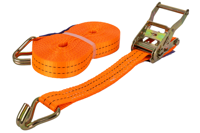 Set van vier UNITRAILER 12m/35mm/2t oranje transportbanden met spaninrichting