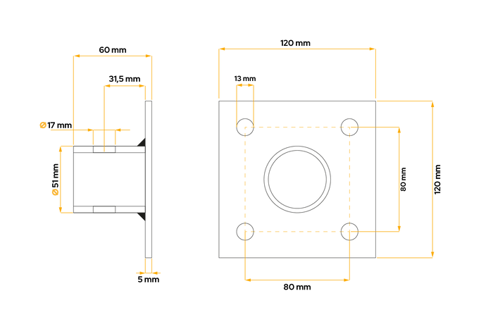 Uitschuifbare steun met UNITRAILER TJ5002+TJ5002A adapter voor 1300 kg vlakke aanhanger 560-940 mm