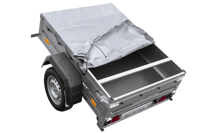 Garden trailer 150 kipp met steunwiel, frame h-0 en grijs dekzeil