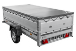 Enkelassige aanhanger met aluminium zijwanden 264x125 Unitrailer Garden 264 KIPP ALU met BIS-zijwanden, H-0 frame en grijze afdekking
