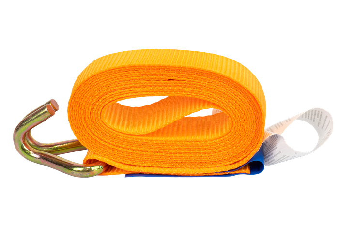Set van vier KAMAR 3m/25mm/0.8t oranje transportbanden met spaninrichting