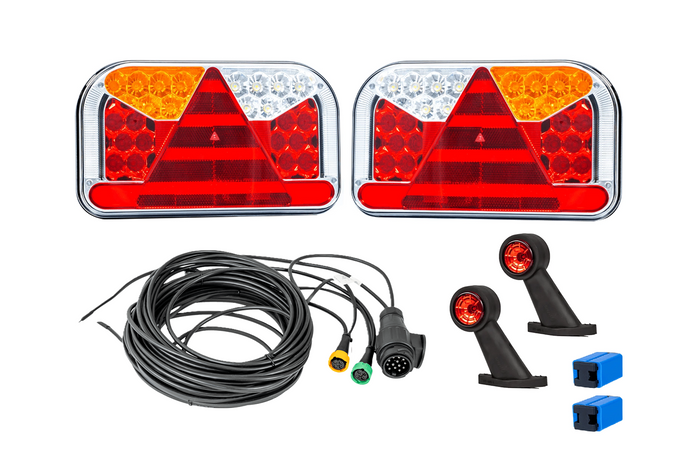 Verlichtingsset: FRISTOM FT-170 LED achterlichten + FRISTOM FT-009 LED markeringslichten + MANTES 7m 13-polige kabelboom